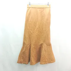 ◇ ems excite バックウエストゴム スエード スリット マーメイド ロング タイト スカート サイズF オレンジ レディース E  【1308290069691】