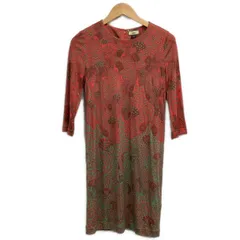 ISSA(イッサロンドン) ワンピース サイズ8 M レディース レッド×グリーン×ダークブラウン