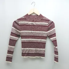 ◇ snidel スナイデル ボーダー柄 クルーネック タイト リブ 長袖 ニット セーター サイズF レッド ホワイト レディース E  【1308290069820】