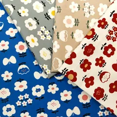 Puutarha Nordic girl オックス生地  北欧 花柄 エプロン カバー 入園 入学 スクールバッグ 学校 ハンドメイド 裁縫 手仕事 手作り 布地 50cm単位