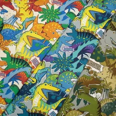 Dinosaur Powerful Animal オックス生地  恐竜 カラフル 入園 入学 スクールバッグ レッスンバッグ ハンドメイド 裁縫 手仕事 手作り 人気 POP 布地 50cm単位