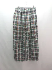 ◇ SM2 サマンサ モスモス 麻混 チェック柄 ウエストゴム パンツ サイズF ネイビー レディース E  【1309040000230】