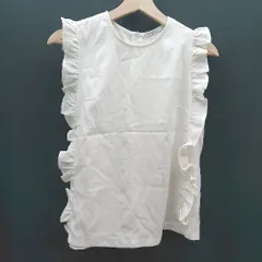 ◇ colon コロン フリル 無地 ラウンドネック バックファスナー ノースリーブブラウス 表記なし ホワイト レディース E  【1309040001251】のサムネイル