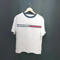 ◇ TOMMY HILFIGER クルーネック ロゴ刺繍 シンプル 半袖 Tシャツ サイズS ホワイト メンズ E  【1309040001053】