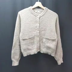 ◇ earth music&ecology ラウンドネック ショート丈 シンプル 長袖 カーディガン サイズF ベージュ レディース E  【1309040000872】