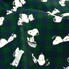 Snoopy チェック オックス生地  スヌーピー peanuts 入園 入学 チェック 人気 キャラクター ハンドメイド 手作り 布地 50cm単位