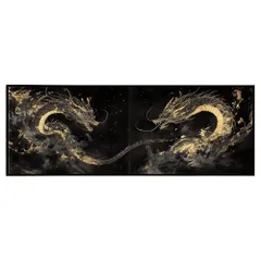 【B4サイズ（約25x36cm）】【pn-poster-9】龍神 ドラゴン 辰 開運 金運 縁起物 絵画 パノラマポスター 墨絵 ゴールド (297ｍｍ×840ｍｍ) フレーム 横長 額縁    アルミフレーム 絵画 作品 水平 アート 美術品 掛け軸