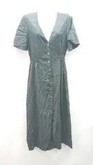 ◇ ZARA ザラ Vネック 無地 サイドウエストゴム 半袖 ロング ワンピース 表記なし ネイビー レディース E  【1309040002890】