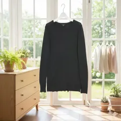 COS コス ブラック ウール素材 Tシャツ L n2483