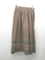 ◇ ABITOKYO アビトーキョー ウエストゴム チェック柄 裏地 ロング フレア スカート サイズM ブラウン マルチ レディース E  【1309040004719】