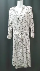 ◇ ◎ Bou Jeloud フロントボタン 星柄 サイドスリット 長袖 ロング ワンピース サイズ38 ホワイト ブラック レディース E  【1309040005167】