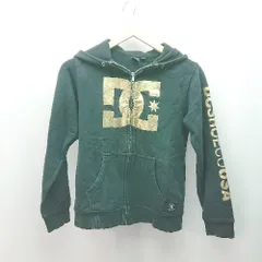 ◇ DCSHOECOUSA キッズ ジップアップ フーディ ブランドロゴ 長袖 パーカー サイズ150 ブラック ゴールド メンズ E  【1309040004894】