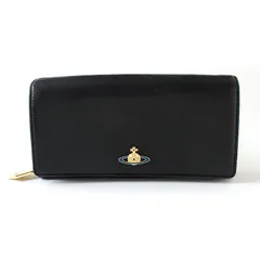 MNL25034 美品 Vivienne Westwood ヴィヴィアンウエストウッド 長財布 レザー ブラック 黒 オーブ ロングウォレット