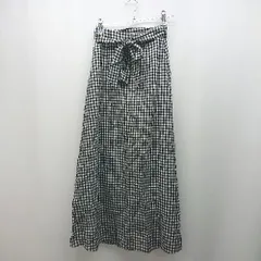 ◇ ◎ any SiS バックウエストゴム ギンガムチェック ロング フレア スカート サイズ1 ブラック ホワイト レディース E  【1309040006904】