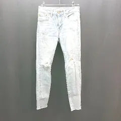 ◇ MOUSSY マウジー カットオフ ダメージ加工 ウォッシュ加工 スキニーデニムパンツ サイズS インディゴ レディース E  【1309040007925】