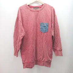 ◇ VENCE EXCHANGE クルーネック ストレッチ 胸ポケット シンプル おしゃれ 長袖 カットソー サイズM レッド レディース E  【1309040009028】