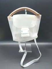 ◇ ノーブランド 透け感 異素材 コンパクト シンプル おしゃれ カジュアル ショルダーバッグ クリーム レディース E  【1309040008793】