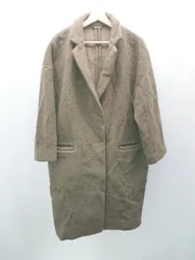 ■ natural vintage goa 起毛 ボタン Vネック 厚手 シンプル 秋冬物 おしゃれ 長袖 コート サイズF ブラウン レディース E  【1309040010345】