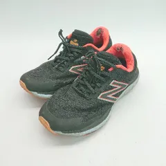 ◇ New Balance クッション性 軽量 紐調節 ブランドロゴ シンプル ランニングシューズ サイズ24.5 ブラック レディース E  【1309040009325】