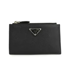 【名古屋】プラダ サフィアーノ トライアングルロゴ カードケース 1MC086 ブラック シルバー金具 レザー コイン 小物 男女