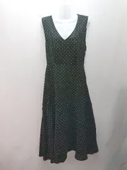 ◇ KOBE LETTUCE Vネック サイドファスナー ドット柄 ノースリーブ ロング丈 ワンピース 表記なし ブラック レディース E  【1309040011465】