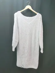 ◇ mercuryduo ニット Vネック ラベンダー フェミニン 長袖 ロング丈 ワンピース サイズFREE パープル レディース E  【1309040013148】