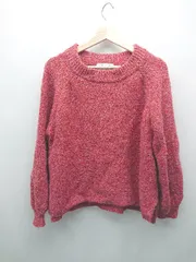 ◇ CIAOPANIC TYPY クルーネック 秋冬 カジュアル サイドスリット 半袖 ニット セーター サイズONE レッド レディース E  【1309040015685】