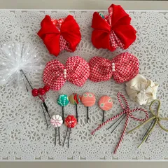 A03 七五三  着物リメイク 髪飾り ヘッドドレス リボン 前撮り 撮影 赤 朱