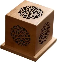 シャンディニー(Chandeny) 竹製 香炉 薫香炉 香立て 香箱 立体デザイン 浄化 リラックス 癒し 天然素材 蚊取り線香 幾何模様 インテリア雑貨 ナチュラル モダン (星月文様)