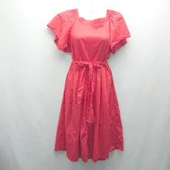 ◇ ◎ NATURAL BEAUTY BASIC 2WAY オフショル ウエストゴム フレア袖 ロング丈 ワンピース サイズS レッド レディース E  【1309040019942】