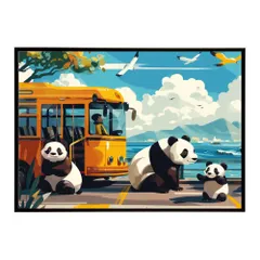 【A3サイズ（約30×42cm）】【si-poster-1480】パンダ panda アニマル ポスター 動物 可愛い イラスト 子供部屋 ポップ インテリア   プリントポスター フォト オシャレ アート モダン シンプル お洒落 特大 大きい