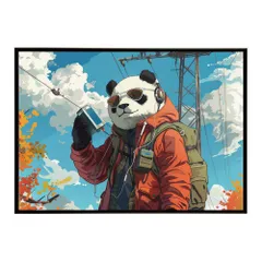 【A3サイズ（約30×42cm）】【si-poster-1487】パンダ panda アニマル ポスター 動物 可愛い イラスト 子供部屋 ポップ インテリア   プリントポスター フォト オシャレ アート モダン シンプル お洒落 特大 大きい