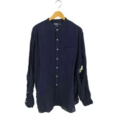 ポロバイラルフローレン Polo by RALPH LAUREN 90S BERNARD リネン バンドカラー シャツ メンズ import：XL 