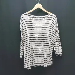 ◇ Kastane カスタネ クルーネック ボーダー柄 肩開き 半袖 カットソー サイズF ベージュ レディース E  【1309040023130】