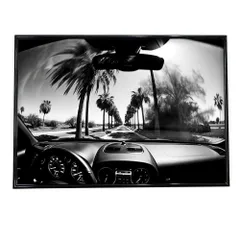 【B4サイズ（約25x36cm）】【si-poster-218】白黒 サーフ 車 海岸線 ポスターおしゃれ ファッション ポスター アート モダン 絵 画   特大 大きい 小さい フォト 横