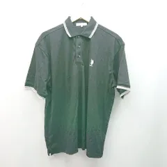 ◇ U.S. POLO ASSN. ラインデザイン サイドスリット ワンポイント シンプル 半袖 ポロシャツ サイズL ブラック メンズ E  【1309040024038】