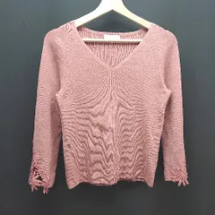 ◇ PROPORTION BODY DRESSING Vネック 花柄刺繍袖 おしゃれ シンプル 長袖 ニット サイズ3 ピンク レディース E  【1309040023659】