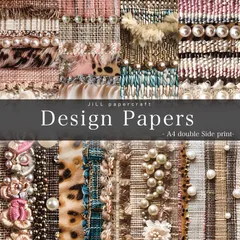 60枚★ファブリックパール★A4両面デザインペーパー4種(8Design）