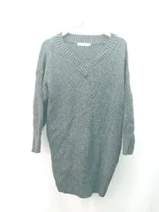 ◇ MOUSSY マウジー Vネック アクリル100% リブ シンプル 大人っぽい 長袖 ニット サイズF グレー レディース E  【1309040024823】