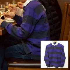 人気ブランド◎【POLO RALPH LAUREN 】ポロラルフローレン ラガーシャツ ポロシャツ 長袖 ボーダー ロゴ刺繍 赤ポニー ストリート 古着コーデ Y2K パープル グレー レディース キッズ サイズ160/M40764jF