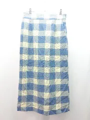 ◇ OPAQUE.CLIP チェック柄 サイドファスナー 綺麗め おしゃれ ロング タイト スカート サイズL ブルー レディース E  【1309040024618】