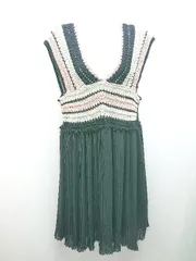 ◇ ZARA ザラ ウエストゴム ドット 水玉 Vネック 膝丈 ワンピース サイズM ブラック レディース E  【1309040026179】