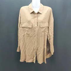 ◇ OPAQUE.CLIP ストレッチ ボタン 胸ポケット 薄手 シンプル おしゃれ 長袖 シャツ サイズM ブラウン レディース E  【1309040025530】