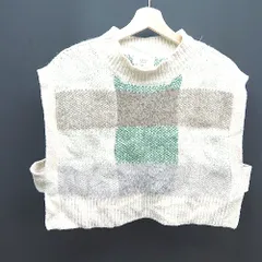◇ BEAMS HEART モックネック ケーブル 起毛 チェック柄 シンプル ノースリーブ ベスト 表記なし ベージュ レディース E  【1309040025394】のサムネイル