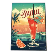 【A1サイズ（約59x84cm）】【si-poster-287】サーフイラスト カクテル レトロ 昭和 ポスター インテリア モダン シンプル オシャレ お洒落  