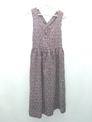 ◇ ehka sopo エヘカソポ 花柄 総柄 ギャザー ロング ワンピース サイズF パープル レディース E  【1309040026681】