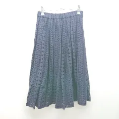 ◇ URBAN RESEARCH 総レース ウエストゴム 薄手 膝丈 ギャザー スカート サイズFREE ネイビー レディース E  【1309040026599】
