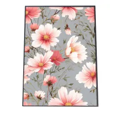 【B4サイズ（約25x36cm）】【si-poster-292】春 イラスト 夏 花 ピンク 白 ポスター インテリア モダン シンプル オシャレ お洒落  