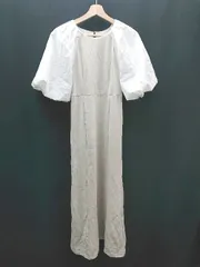 ◇ ViS ビス ラウンドネック ボリューム袖 バックボタン 半袖 ロング ワンピース サイズF ベージュ レディース E  【1309040027565】