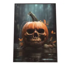 【B2サイズ（約51x73cm）】【si-poster-313】ドクロ スカル ハロウィン ハロウィーン 仮装 ポスター アートプリント ポスター インテリア パンプキン ジャックオーランタン ハロウィーン オレンジ 縦